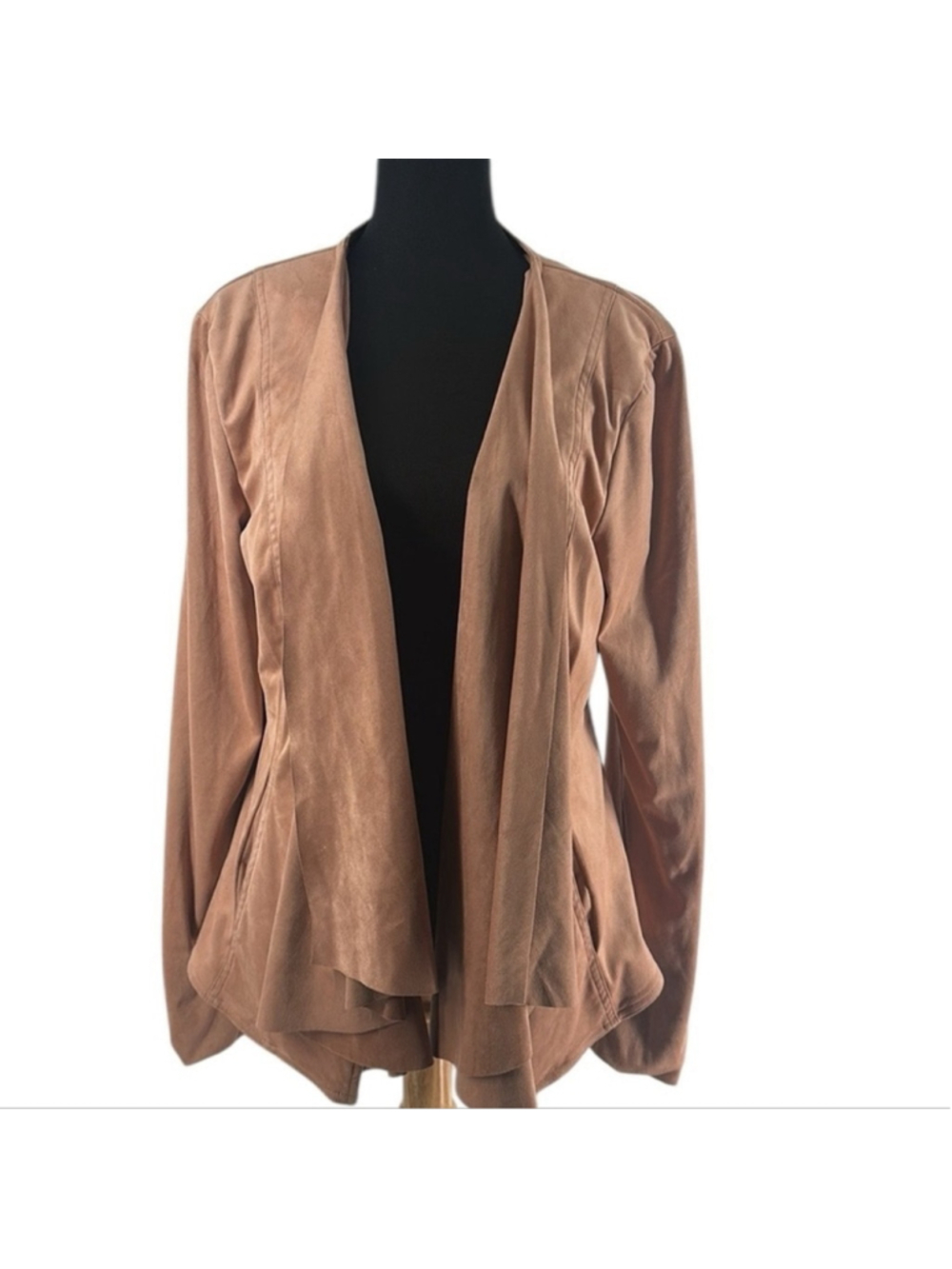 Anthropologie Hutch Peach Faux Suede Draped Open Jacket Size XL - Picture 8 of 9